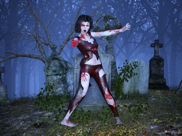 3D CG renderização de um zumbi feminino — Fotografia de Stock