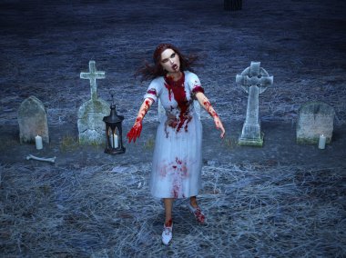 bir kadın zombi 3d cg işleme