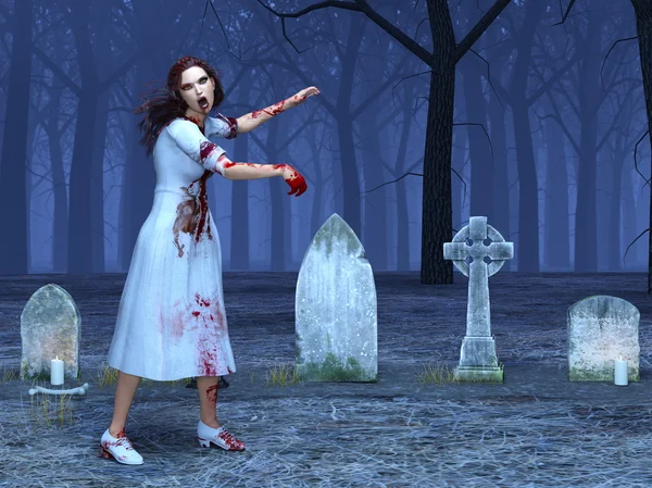 3D CG renderização de um zumbi feminino — Fotografia de Stock