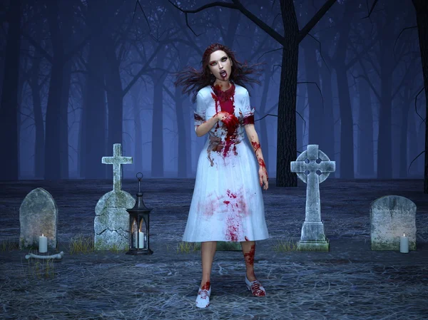 3D CG renderização de um zumbi feminino — Fotografia de Stock