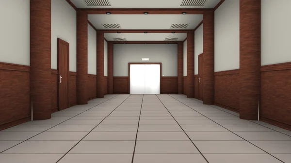 3D cg-rendering av korridoren — Stockfoto