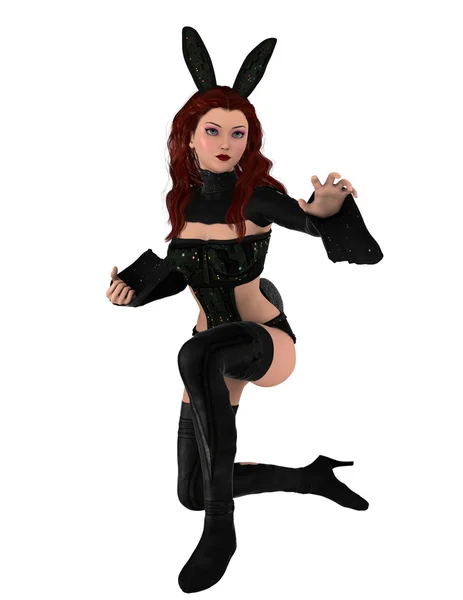 3D-cg rendering van een meisje bunny — Stockfoto