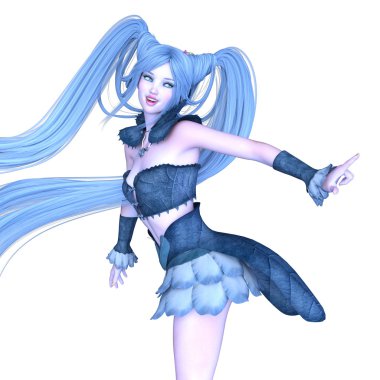 genç bir kadının 3d cg işleme