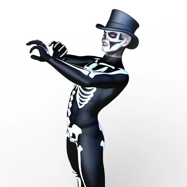 3D cg-rendering av en skelett kostym man — Stockfoto