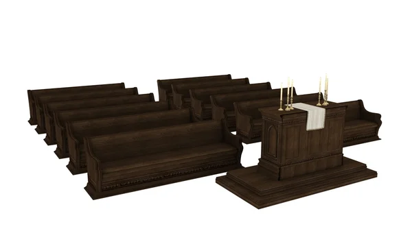 3D CG rendering of church bench. — Stock Photo, Image