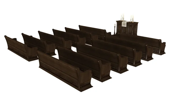 3D CG rendering of church bench. — Stock Photo, Image