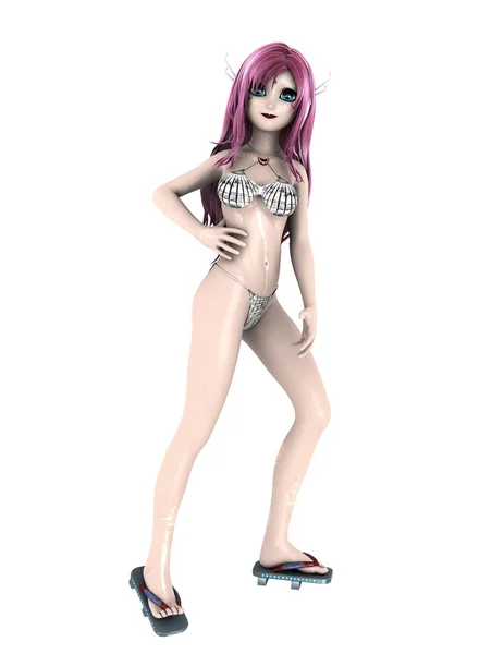 3D 3D rendu d'une fille figure poupée — Photo