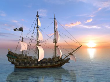 bir yelkenli tekne 3d cg render