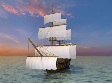 bir yelkenli tekne 3d cg render