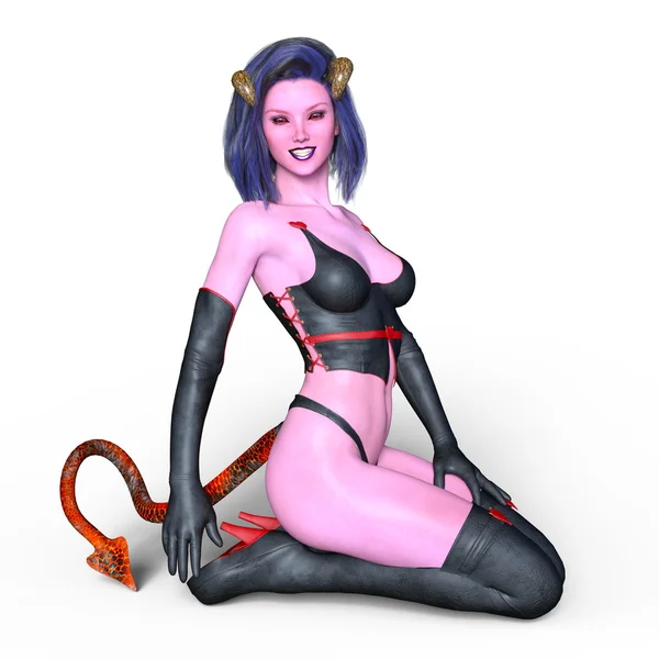3D cg-rendering av en djävul kvinna — Stockfoto