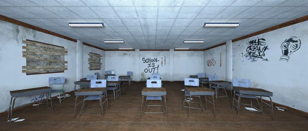 3D CG renderização de uma sala de aula — Fotografia de Stock