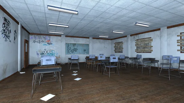 3D-cg-Darstellung eines Klassenzimmers — Stockfoto