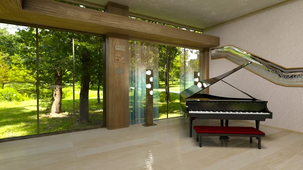 Rendering 3D CG di un pianoforte a coda — Foto Stock