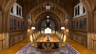 3d cg render bir yemek odası