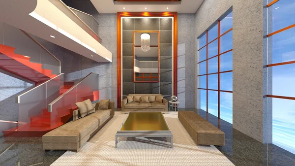 3D CG prestação de uma sala de estar — Fotografia de Stock