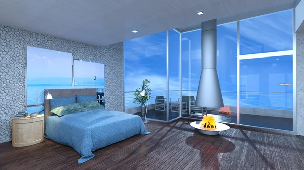 3D-cg-Darstellung eines Schlafzimmers — Stockfoto