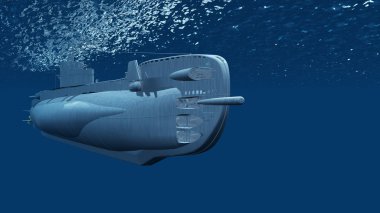 bir denizaltı 3d cg render