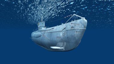 bir denizaltı 3d cg render