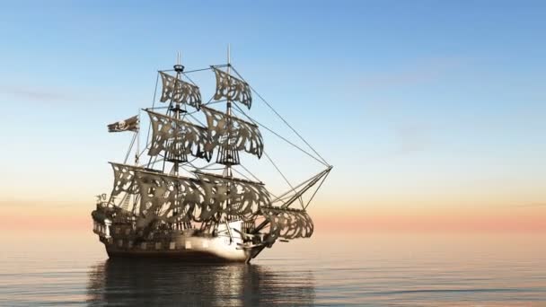 Rendering 3D CG di una barca a vela — Video Stock