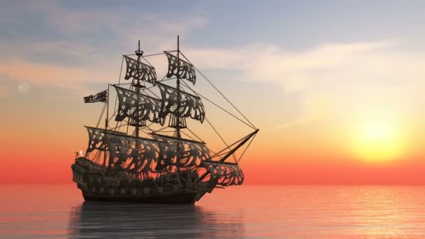 3D CG representación de un velero — Vídeos de Stock