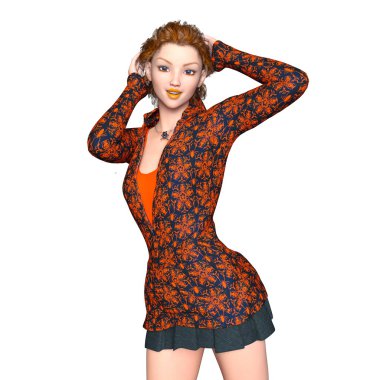 genç bir kadının 3d cg işleme