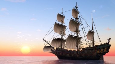 bir yelkenli tekne 3d cg render