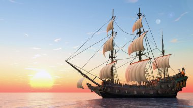 bir yelkenli tekne 3d cg render