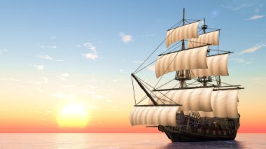 bir yelkenli tekne 3d cg render