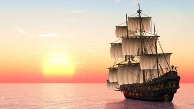 bir yelkenli tekne 3d cg render