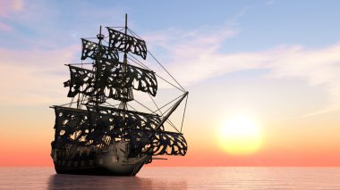 bir yelkenli tekne 3d cg render