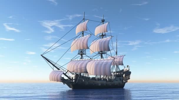 3D CG representación de un velero — Vídeo de stock