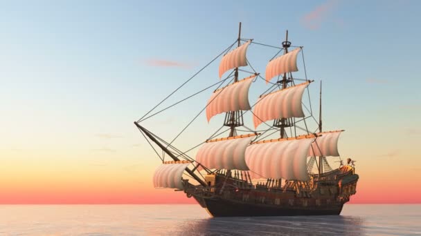 3D CG representación de un velero — Vídeo de stock