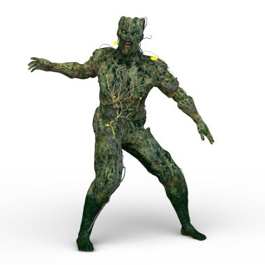 Üç boyutlu esrarengiz ağaç adam canlandırması