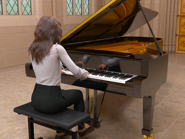 Rendering Solo Pianista — Foto Stock