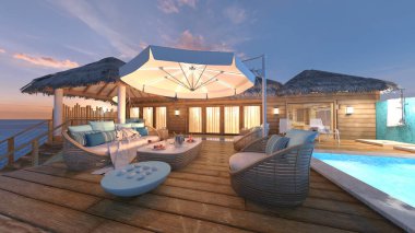 House 'un deniz kenarındaki 3D canlandırması