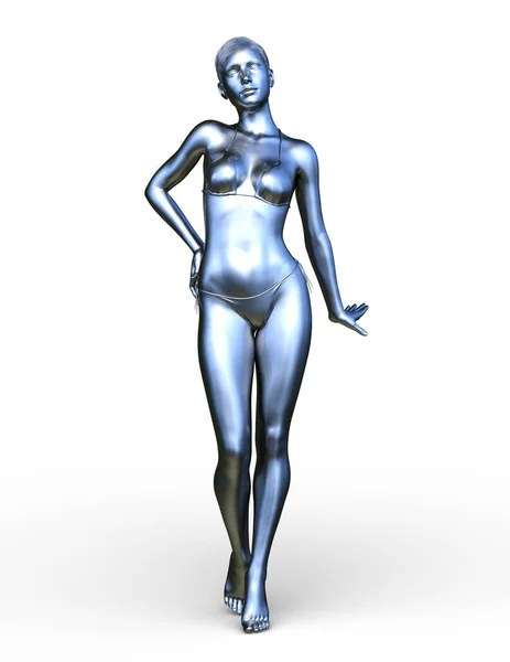 Rendering Silver Woman — Stock Photo, Image