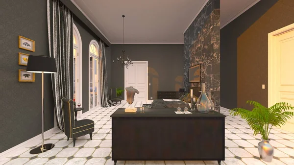 房屋内部3D渲染 — 图库照片