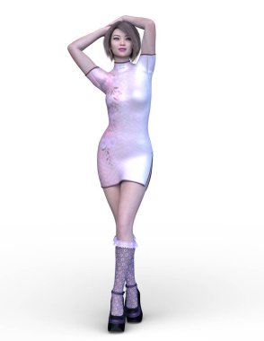 Kostümlü Kadın 'ın 3B canlandırması