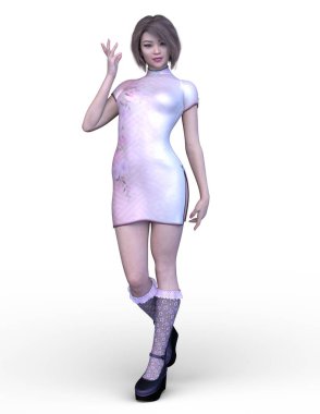 Kostümlü Kadın 'ın 3B canlandırması