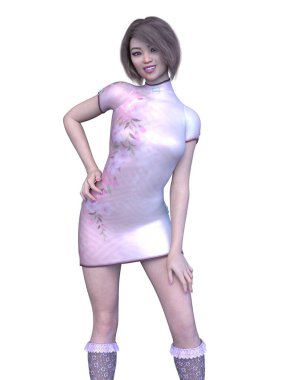 Kostümlü Kadın 'ın 3B canlandırması