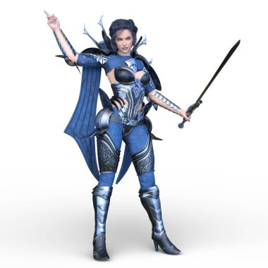 Dişi silahşörün 3 boyutlu tasviri