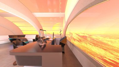 Modern yapı ofisinin 3B canlandırması