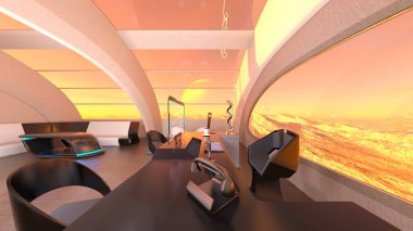 Modern yapı ofisinin 3B canlandırması