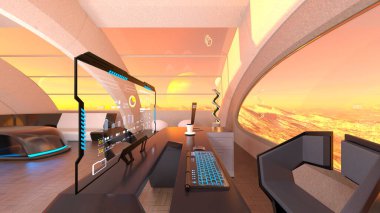 Modern yapı ofisinin 3B canlandırması