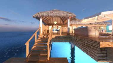 House 'un deniz kenarındaki 3D canlandırması