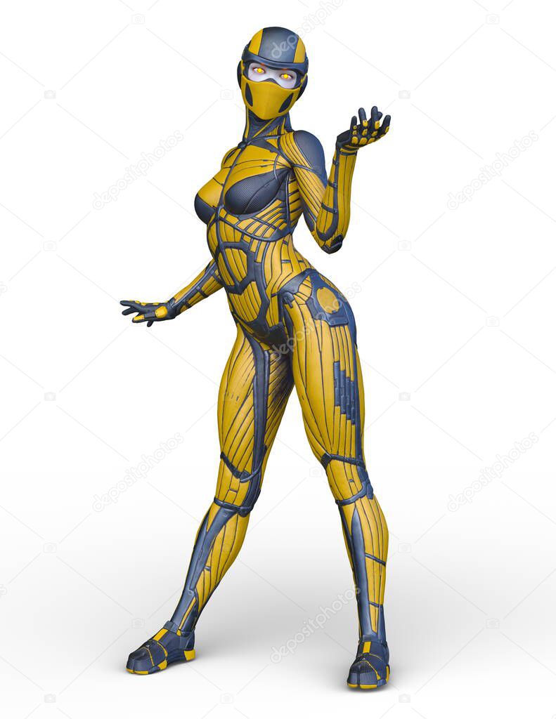 3D rendering of cyber woman