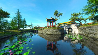 Çin bahçesinin 3 boyutlu CG görüntülemesi