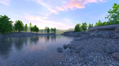 Waterside manzarasının 3B canlandırması
