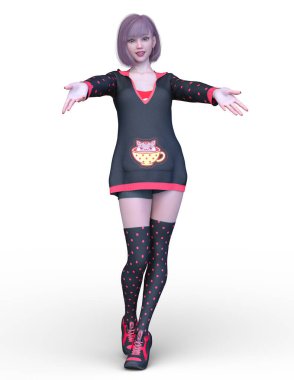 Kostümlü Kadın 'ın 3B canlandırması