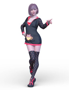 Kostümlü Kadın 'ın 3B canlandırması